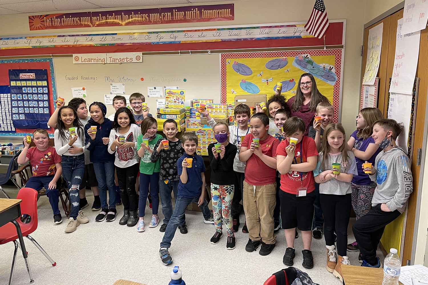 photo of exeter's josie whitney's class and collection of play-doh