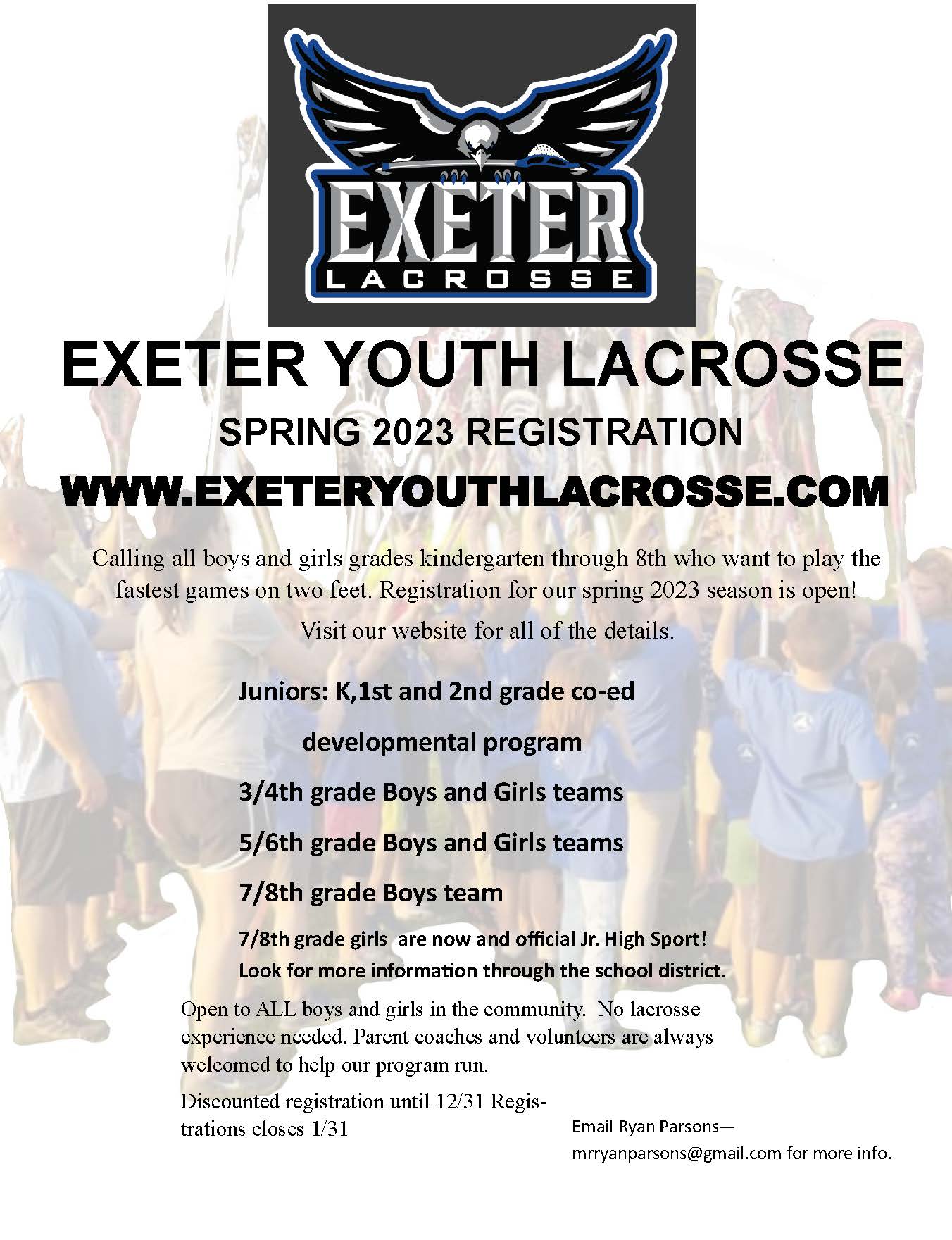 2023 Exeter Lacrosse Flyer