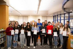 student receive awards in library